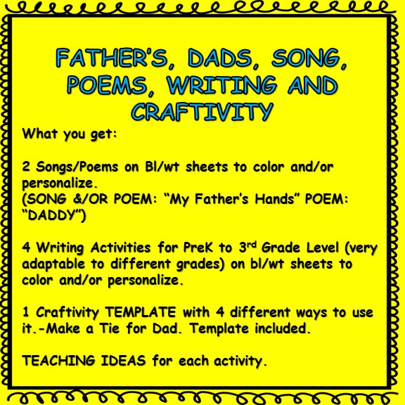 Celebrate FATHER'S DAD'S DAY with a SONG, POEM and WRITING ...