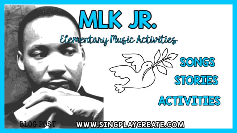 Learn how to celebrate Martin Luther King Jr. Day with kindness activities in the music classroom. Songs, instruments, Literature connections.