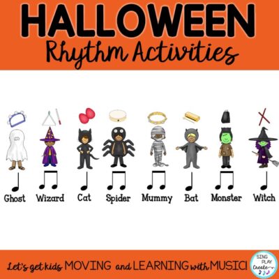Sing Play Create Halloween music class lesson Rhythm Activities Level 1