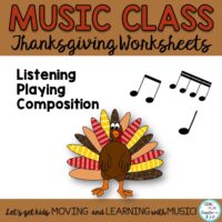 Music Class November Composing and Rhythm Activities No Prep worksheets