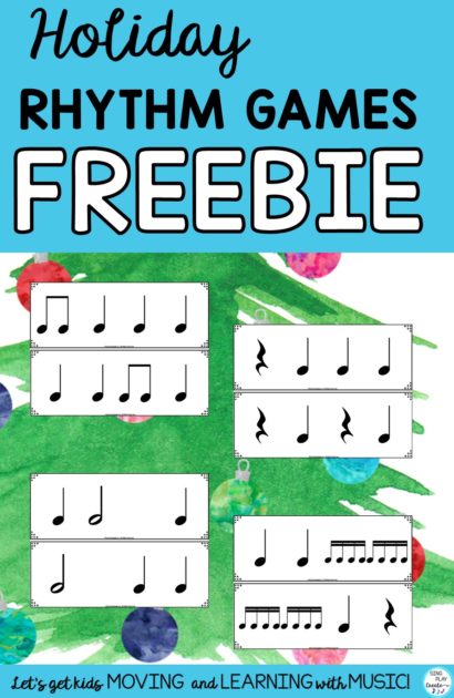 Free rhythm flash cards for your holiday music lessons.