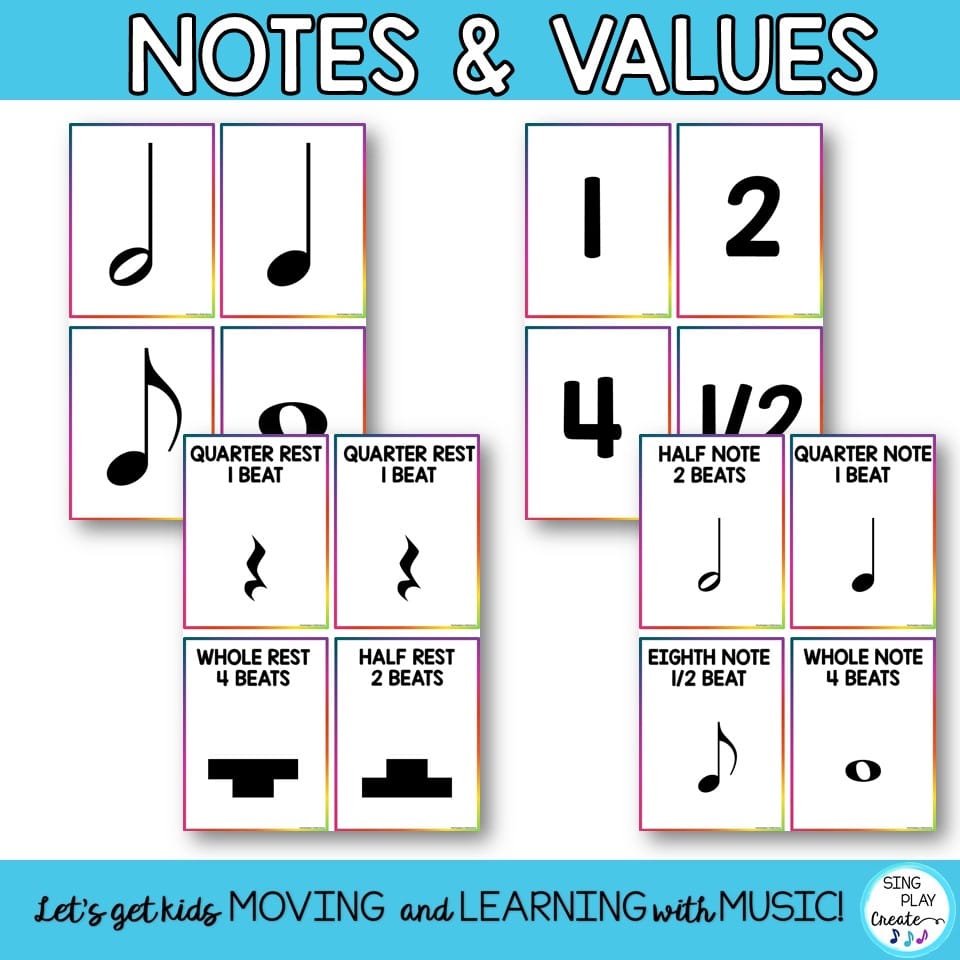 Music Notes Names Lesson Game Flash Cards Flip It Slap It Match It