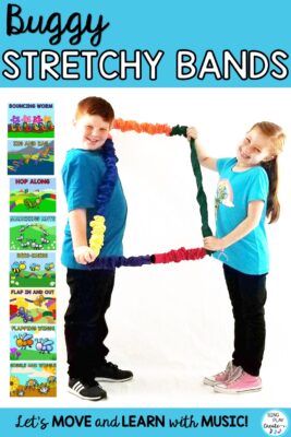 BUGGY STRETCHY BAND ACTIVITIES are perfect for springtime movement activity time