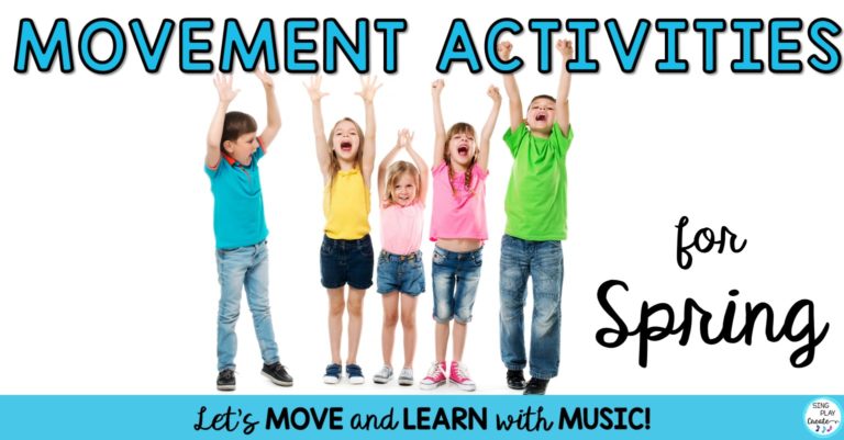 Spring Movement Activities for the Music classroom, preschool and homeschool classes.
