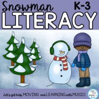 Snowman Literacy Activities and Song “Hey Mr. Snowman” ELA, Mp3 Tracks, Video