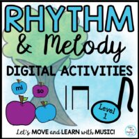 Music Rhythm and Melody Drag and Drop Digital Lesson and Activities LEVEL 1