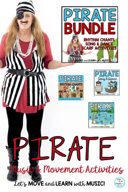Pirate music lesson bundle of songs, games, movement and rhythm activities for the elementary music class activities.
