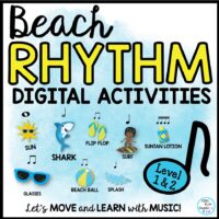 Beach Themed Rhythm Activities :Digital Google Slides, Presentation, Video