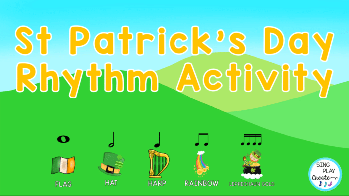You are currently viewing St. Patrick’s Day Rhythm Play Along Activities for Elementary Music Class