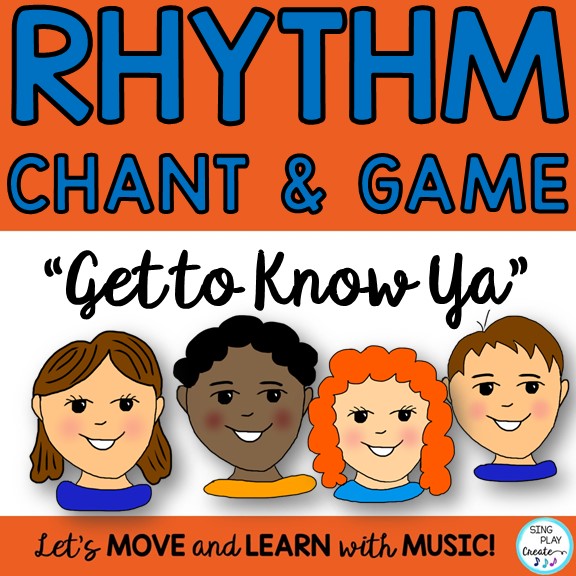 Play a fun Rhythm Game with your upper elementary music students on the first day back to school or after a break. The chant, activities and printables work well for grades 3-8. Smart Board Graphics now included.