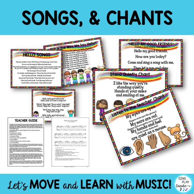 Elementary Music Class Resources for Management & Procedures Songs, Chants, Games, Activities - the Essentials for the elementary music teacher! Songs, Chants, Games, Sheet Music and Rules
Power Point, PDF with Songs, Chants, Games, Rules Posters
First Week Activities with Lesson Planners, Name Tags and
Music Mp3 Files "