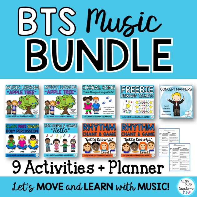 Wow your K-6 Elementary Music Classes with these 9 back to school elementary music activities for the first day.  Kick start your back to school music classes with these fun songs, chants and games for grades K-6