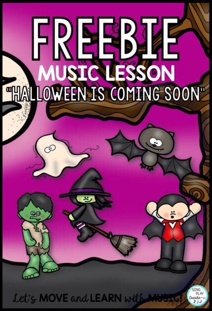 Free Halloween Music Lesson for the elementary music teacher. Sing and Play a song "Halloween is Coming Soon" on your Orff instruments or using body percussion! 