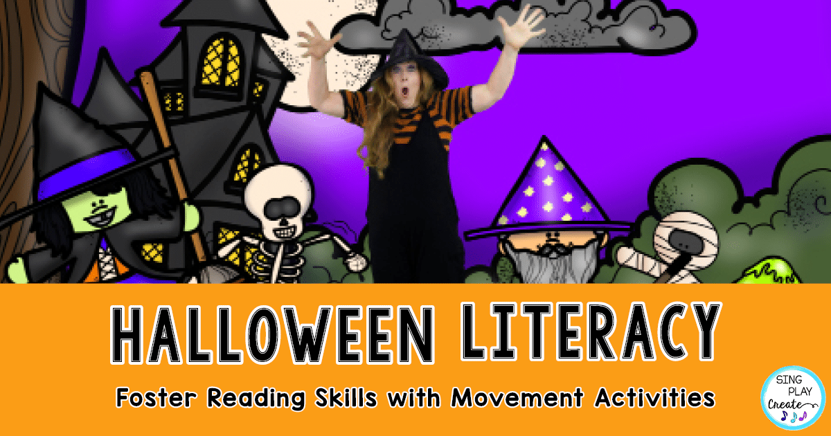 Halloween Action Song to foster Reading skills with Movement Activities.