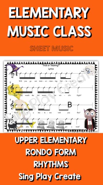 Spooky Halloween Chants to practice upper elementary level rhythms. Upper elementary music classes will love these musical Halloween Chants. Rhythms include sixteenth, eighth, quarter notes and combinations.