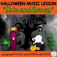 Halloween Music Class Lesson: “Skin and Bones” Orff, Kodaly, Teaching Video, Mp3