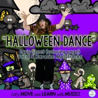 Halloween Action Song “Halloween Dance”: Music Tracks & Coloring Page