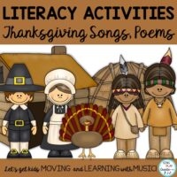 Thanksgiving Songs, Poems and Literacy Reading and Writing Activities (CCSS)