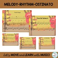 “Five Fat Turkeys” Thanksgiving Music Lesson, Orff, Actions, Video, Mp3 Tracks