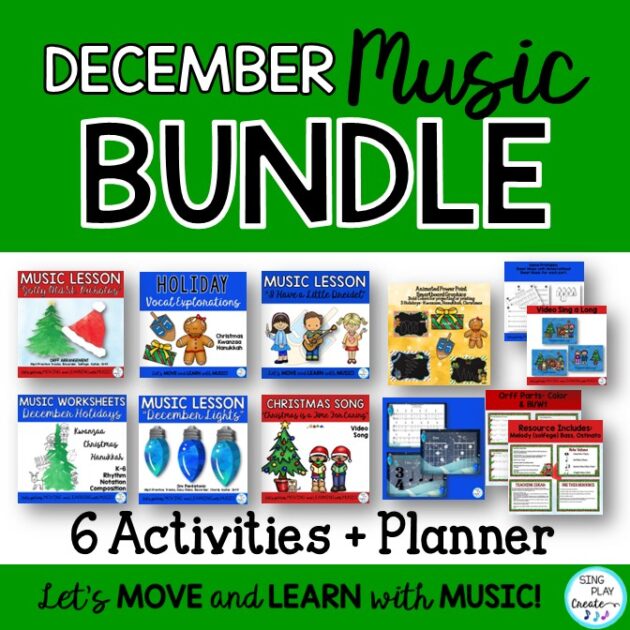 Put some holiday sparkle into your December elementary general music lessons. Your K-6 Music Class Students will be singing solfege, playing xylophones, writing notes and exploring vocal range in this December Music Lesson Bundle with songs, games, and activities. Check out the multi-cultural vocal explorations and worksheets. K-6 music class.