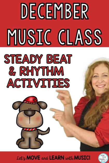 Looking for some interactive and engaging ways to teach steady beat and rhythm in your December Music classes?
Keep reading because this post will give you specific activities for a complete music lesson using a variety of learning experiences and teaching strategies to reach all learners! (And have fun!)