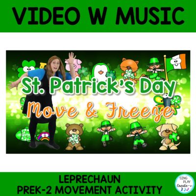 St. Patrick's Day Freeze Dance is the perfect March and St. Patrick's Day fun movement activity, brain break and action song. Take a brain break and move and freeze with Leprechaun friends. Freeze dance activities are perfect for everyone! Freeze dance brain break activities foster student engagement, listening, emotional health and brain connections as students have fun! Be sure to use this Freeze Dance for your St. Patrick's Day movement activity.