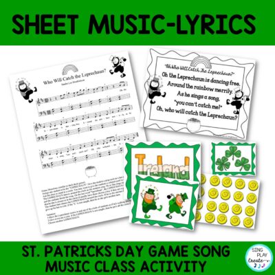 A fun St. Patrick's Day game song "Who Will Catch the Leprechaun?" Dance your way through your March Music Class lessons with this creative and original song in a 6/8 beat meter. Students will play a game to catch the leprechaun with props that are printed in the resource. Adaptable game for K-6