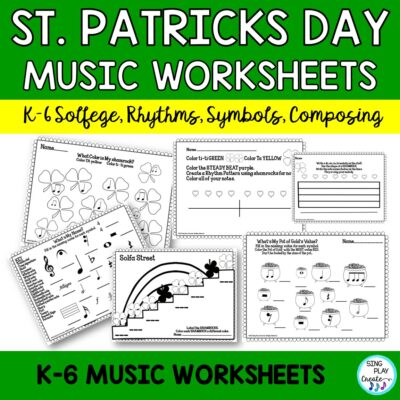 Elementary music March themed worksheets to reinforce and practice solfa, rhythm, music symbols with opportunities to color, compose and create.  Students will review Solfa street and  rhythm and symbols will offer students opportunities to connect solfege symbols to their pictures, compose and create rhythms. K-6