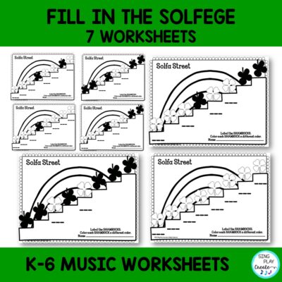 Elementary music March themed worksheets to reinforce and practice solfa, rhythm, music symbols with opportunities to color, compose and create.  Students will review Solfa street and  rhythm and symbols will offer students opportunities to connect solfege symbols to their pictures, compose and create rhythms. K-6