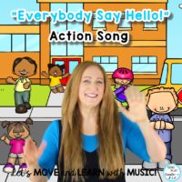 Classroom Hello Song: "Everybody Say Hello" Video & Activities Pre-K - 2nd Grade

TPT LINK

SPC LINK

If you are looking for a hello song with movement, your students will love this Hello Song for Children. It's packed with easy actions and is upbeat.  
Perfect for Circle time, Morning Meetings and Kindergarten music classes. 
Action songs are a great way to wake up little bodies and get ready to learn.