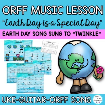 Celebrate Earth Day in your elementary music classroom "Earth Day is a Special Day" Orff arrangement or Ukulele and Guitar materials.
