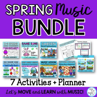 April Elementary Music Lesson Bundle of Music Activities K-6