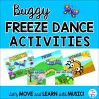 Buggy Freeze Dance Movement Activity Posters, Cards, Presentation Activities for preschool through 2nd grades. Spring movement fun!
