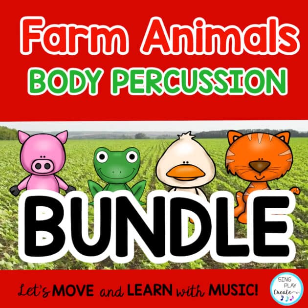 Farm Animal Body Percussion Steady Beat Music Lesson and Activity BUNDLE