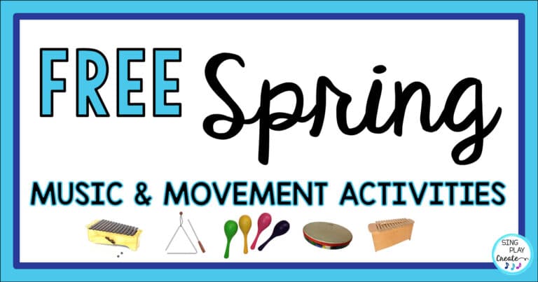 Free Spring music and movement activities for teachers in music, preschool, home, and kindergarten classes.