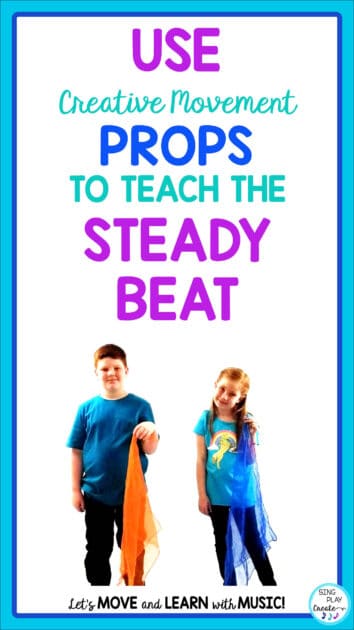 Five Ways to teach the steady beat. Elementary music class ideas by Sing Play Create. Use movement props to help students feel the beat.