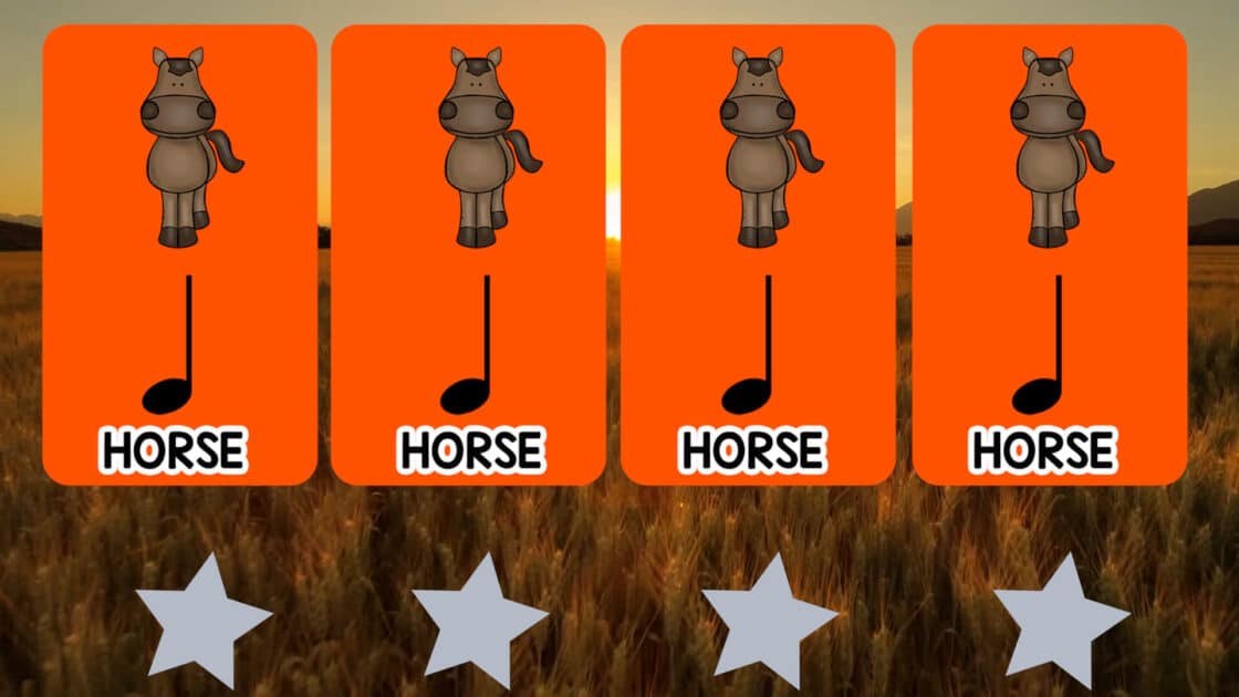 Farm Animal Rhythm Play Along Video & Activities: Rhythm Icons (1 & 2 Sounds)