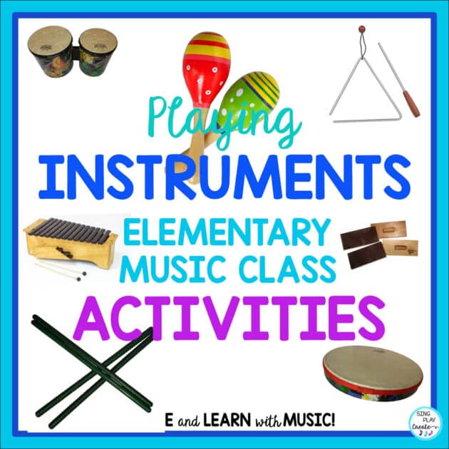 Playing instruments in elementary music class is an integral part of the general music curriculum. Get the activities and ideas in this post.