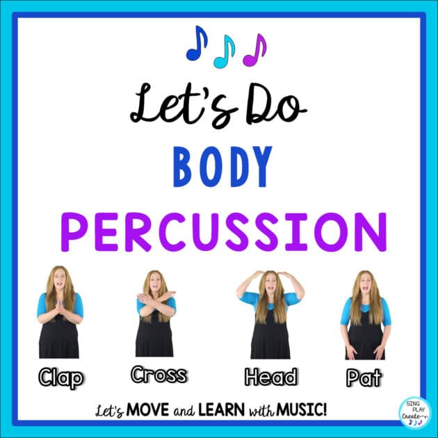 Let’s get moving with some body percussion activities.  Body Percussion activities are fun, teach beat, rhythm and keep hands, eyes, feet, busy! They are great workouts for any age as well!