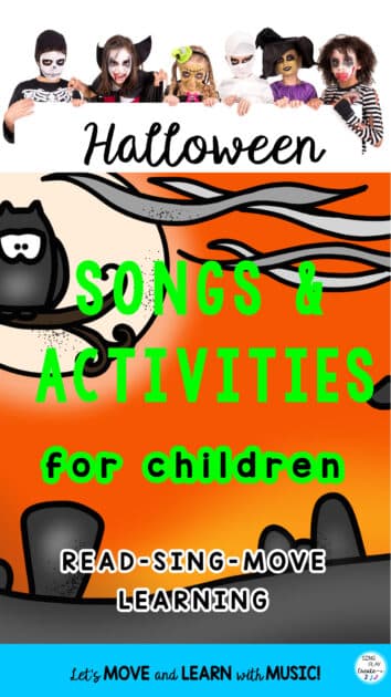 There are pumpkins, and skeletons and witches everywhere this time of year. The children are wiggly, squiggly, and full of sugar too!  So, to help the parents and teachers too!  I’ve got some fun Halloween songs for children just for you.