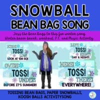 It is time for a snowball fight! Use bean bags, recycled paper, balls, “Koosh” Balls. Fantastic winter brain break for all classrooms. “Snowballs Everywhere” is a flexible activity song you can use in any classroom. Students can toss in their desk space, in personal space in PE, Music and special needs classes. Imagine a winter brain break for those days you can’t get outside! Easily adaptable for all grades.