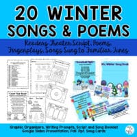 January and Winter songs, poems, Literacy Activities “Snow” good for your students! Interactive means kids are learning! Graphic organizers, writing prompts, posters, cards, mini books will fill up your winter themed stations and centers.