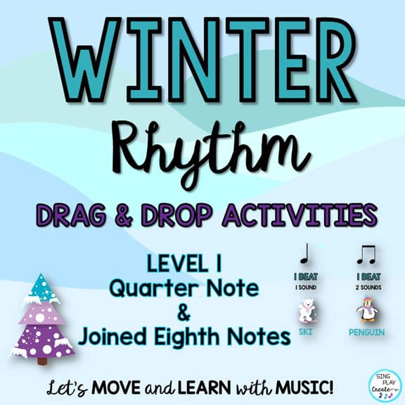Winter Rhythm Drag and Drop Activities Level 1