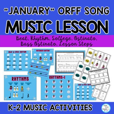 Winter music lessons are sure to bring smiles to your students faces as they chant, sing, play this fun winter Orff song "January" sung to "Frere Jacques