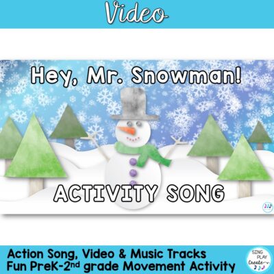 Snowman Movement Activity Song.  This winter let's sing and move to "Hey, Mr. Snowman", a movement activity song for Preschool through 3rd grade classrooms. This animated video helps students connect with winter themes and learn action words.  This activity is a brain break and movement song for Winter, Snowman and Snow themed activities. Sing Play Create