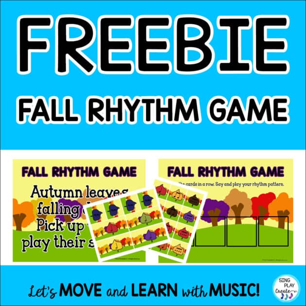 Free Fall Rhythm Game for elementary music, piano, instrument, band, choir teachers to teach beginning rhythms.