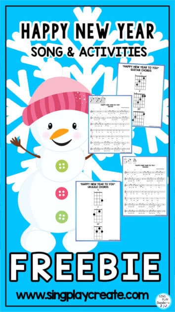 Happy New Year Song Ukulele Lesson Freebie from Sing Play Create Educational Songs and Materials.
