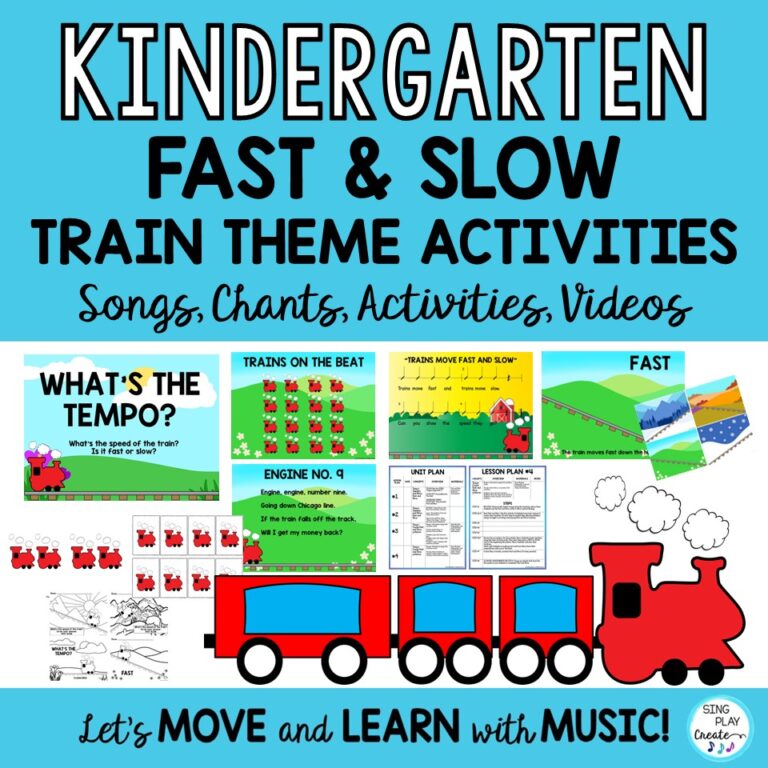 "Kindergarten Music Lessons and Movement Activities: Fast, Slow Tempo "