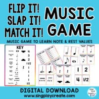 Music Game "FLIP IT, SLAP IT, MATCH IT" Notes, Symbols, Flash Cards