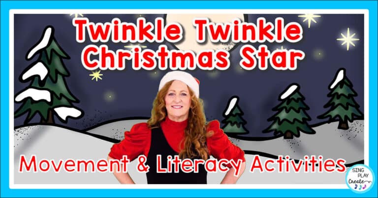 Christmas action song "Twinkle, Twinkle Christmas Star" is an easy to learn song. A Sing, move and read literacy learning activity.